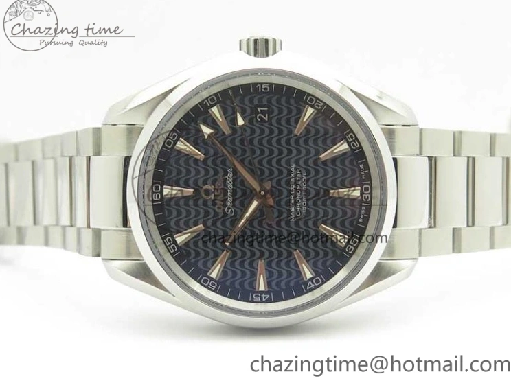 0524 FlexibleFit Aqua Terra 150M SS VSF 1:1 Best Edition Black Wave Textured Dial RG Hand on SS Bracelet A8500 Super Clone 8032